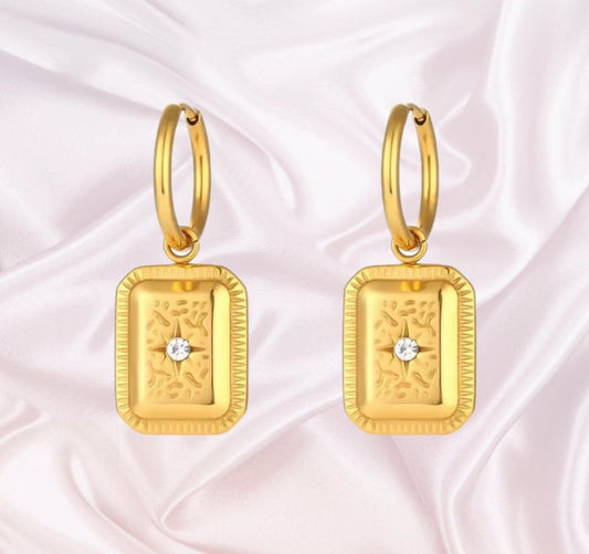 Gold Gloria Tarot Card Earrings