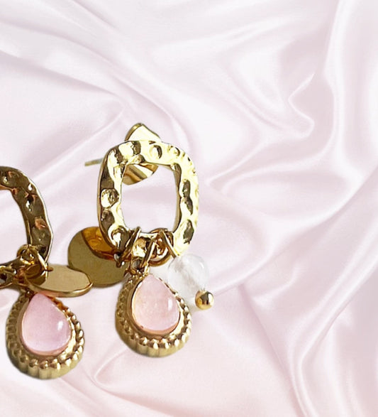 Gold Pink Earrings