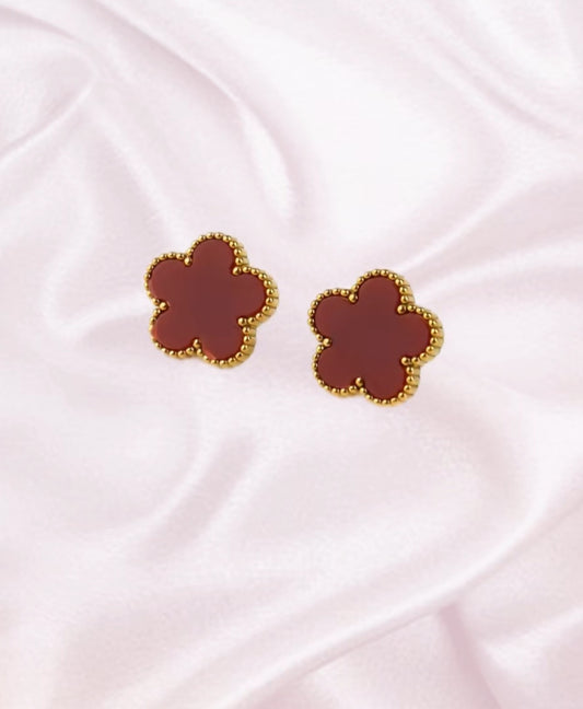 Barn Red Fife Clover Stud Earrings