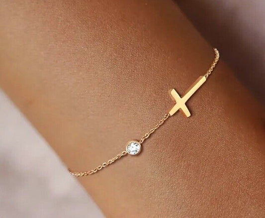 Gold Cross Charm Bracelet