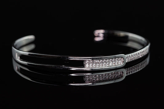 Silver Crystal Cuff Bracelet