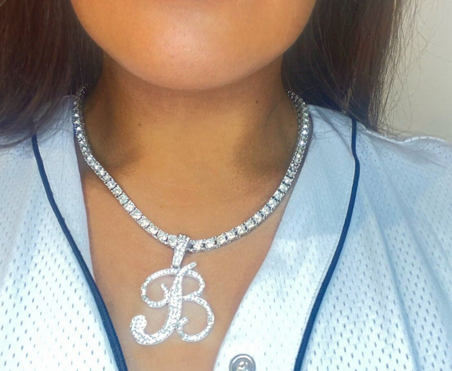 White Diamond B-Initial Tennis Chain