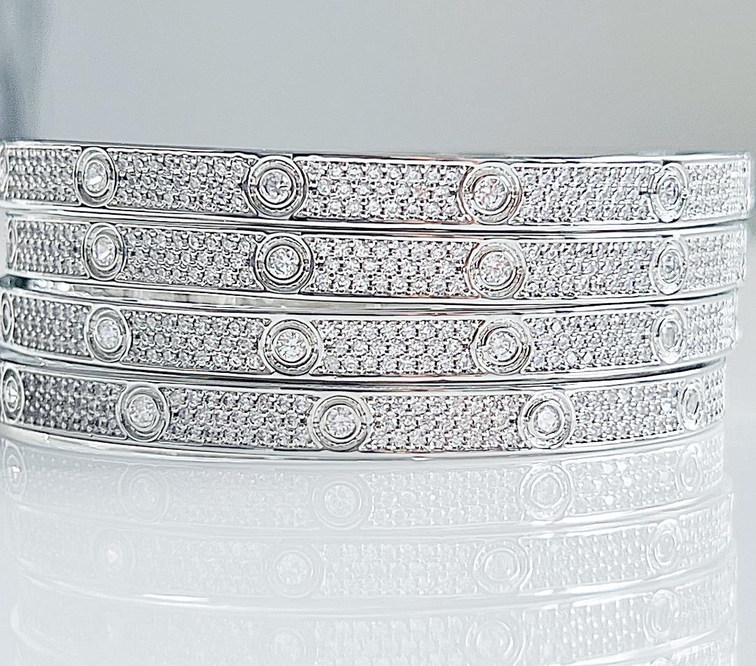 Silver Crowded Crystal Bangle