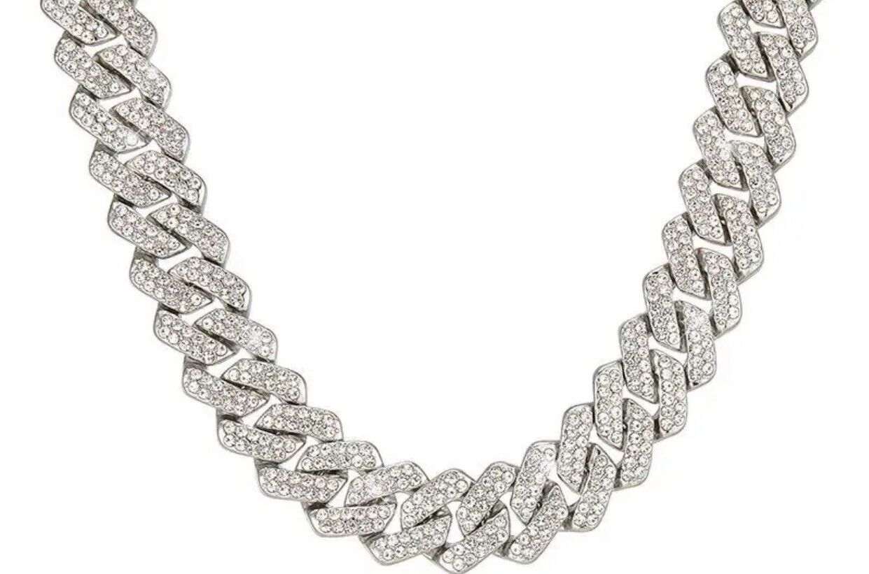 Silver Iced Cuban Diamond Chain