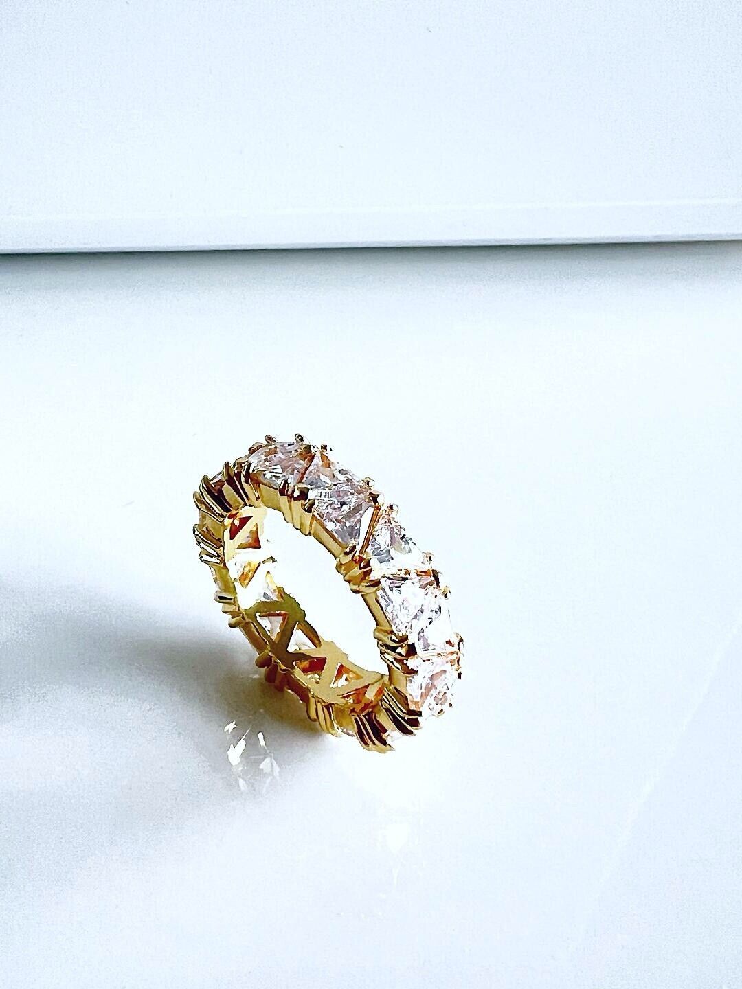 Gold Triangle Band Ring Crystal