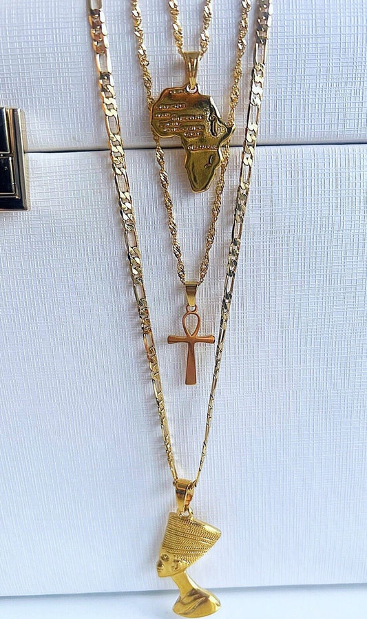 Gold Nefertiti Set Necklace