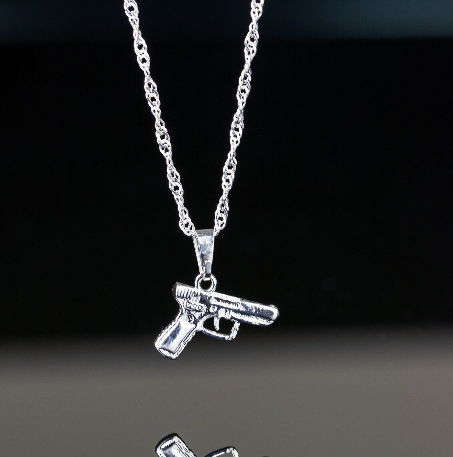 Silver Gun Necklace