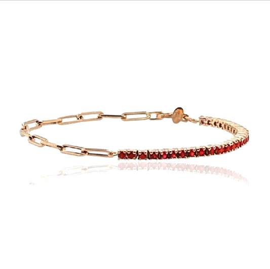 Red Gold Tennis Bracelet