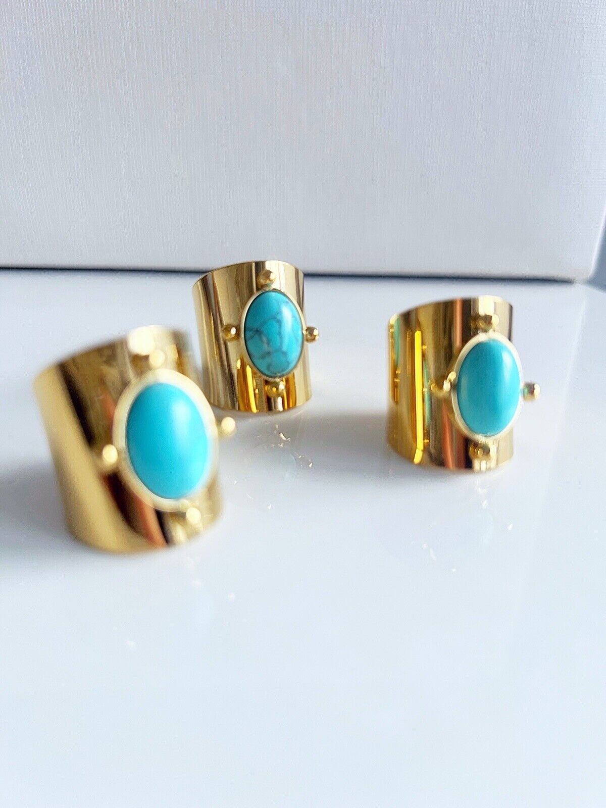 Gold Blue Iris Ring