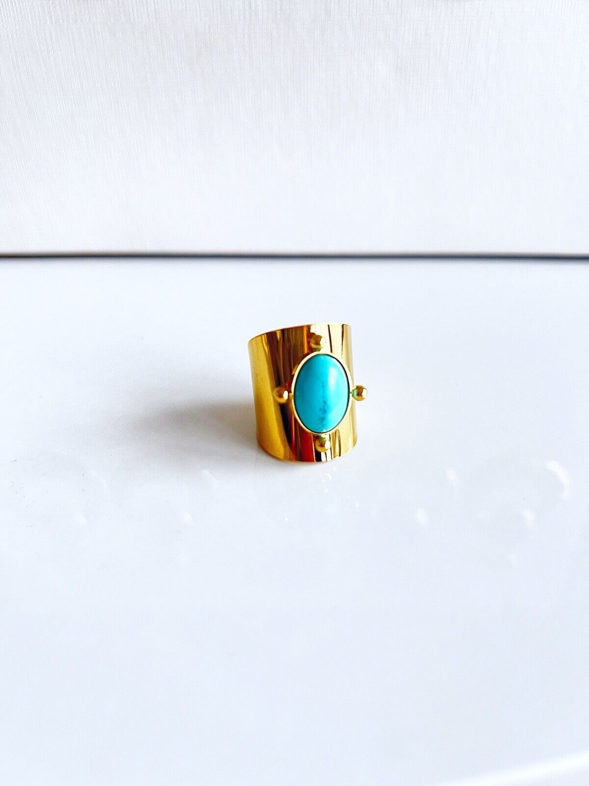 Gold Blue Iris Ring