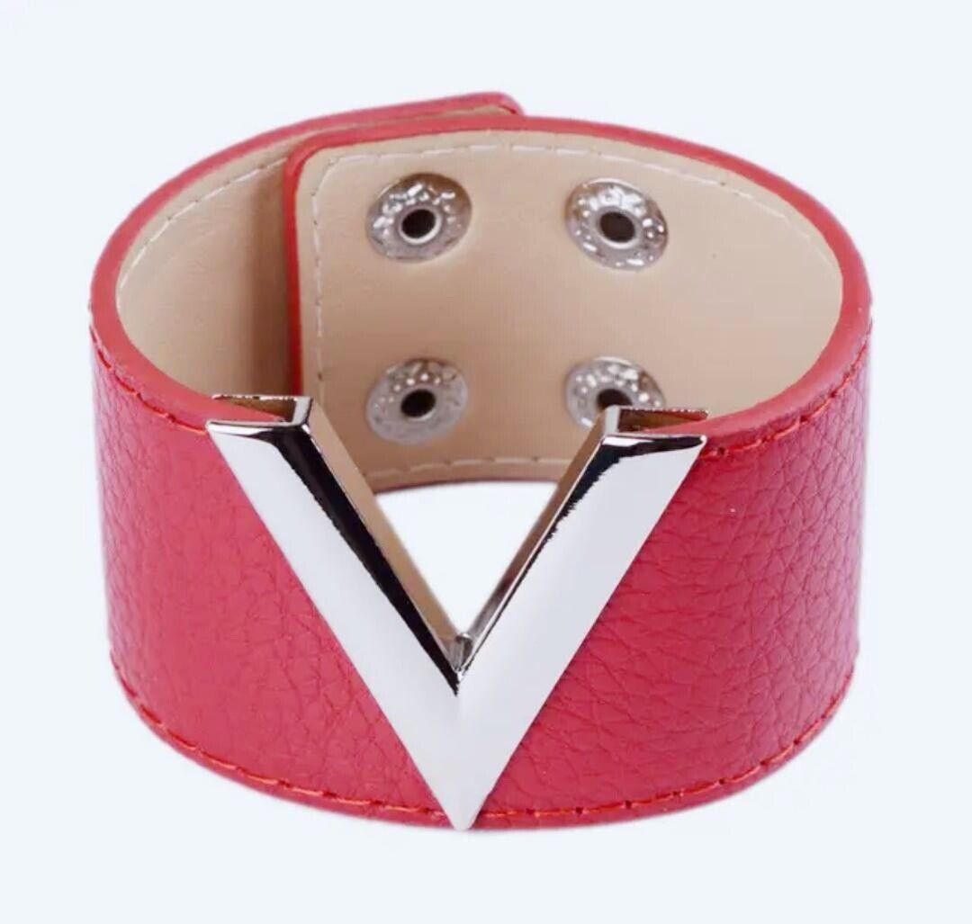 Luxury V-shape Faux Leather Red Bracelet