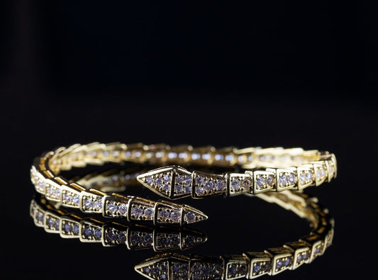 Gold Snake Crystals Luxury Collection Cuff Bracelet