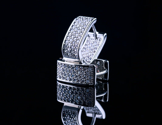 Silver Rectangle Hoop Earrings