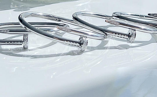 Classic Silver Crystal Nail Bangle