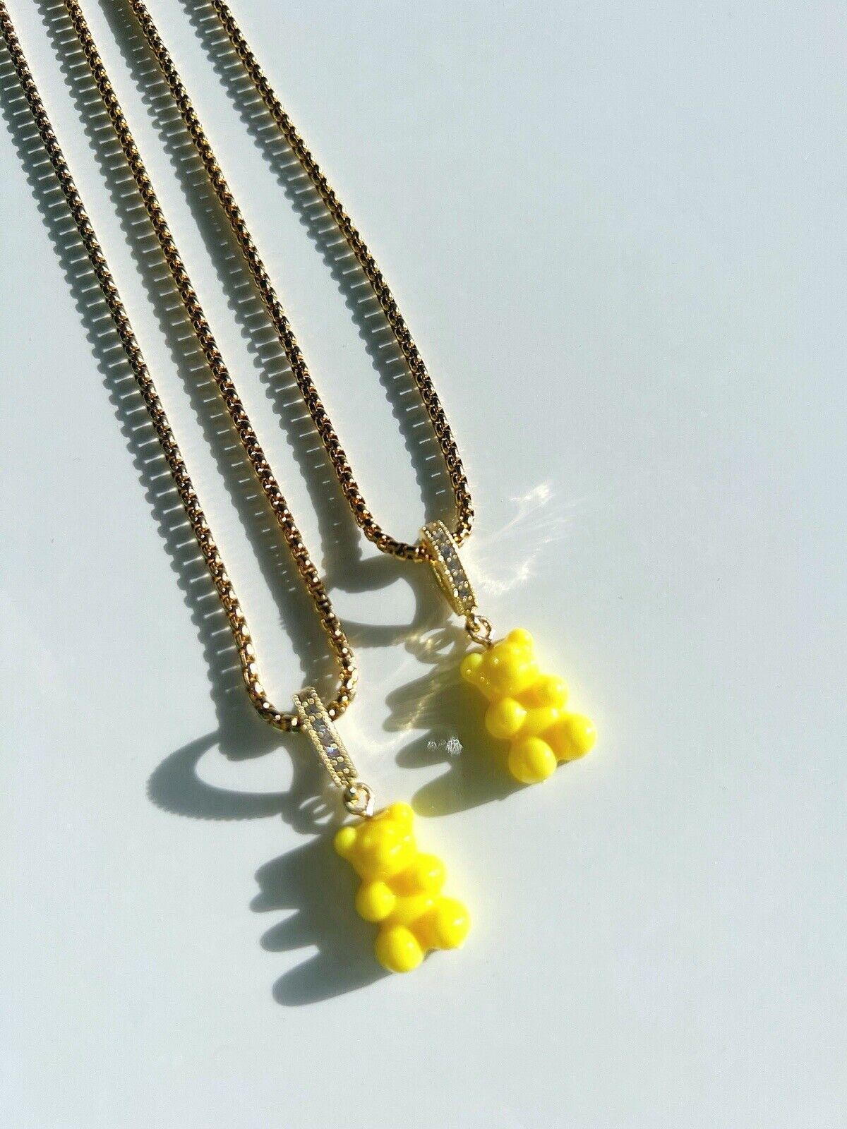 Yellow Gold Gummy Teddy Bear Pendant & Necklace